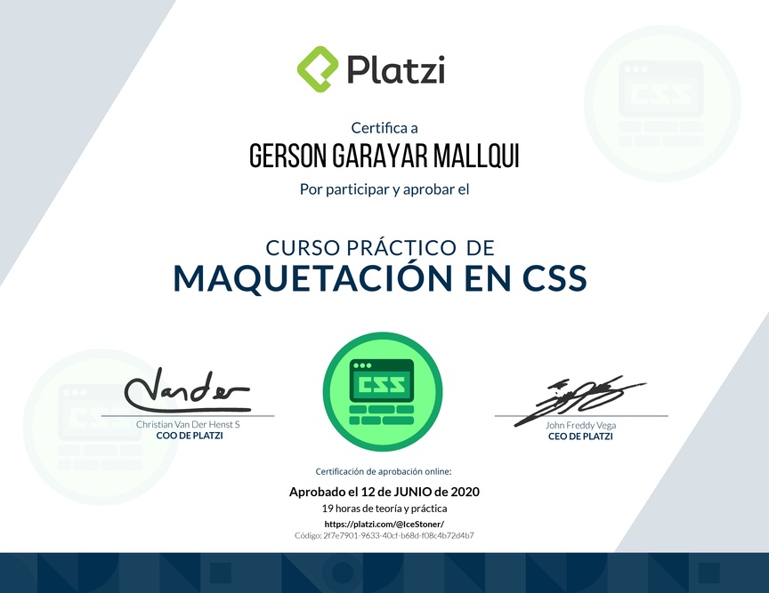 Diploma del Curso Práctico de Maquetación en CSS