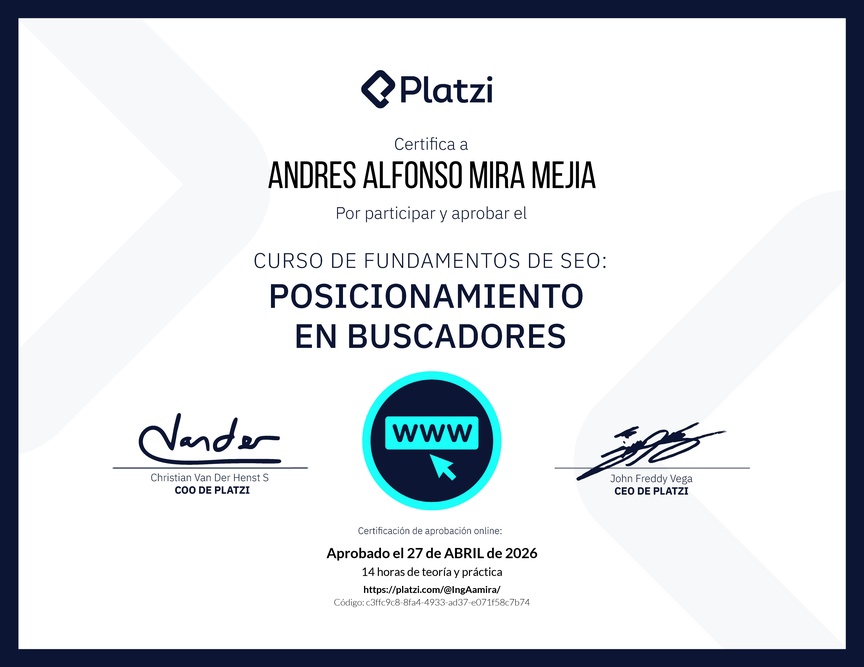 Diploma del Curso de Fundamentos de SEO y Posicionamiento Web