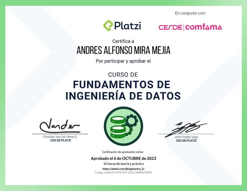 Diploma del Curso de Fundamentos de Ingeniería de Datos