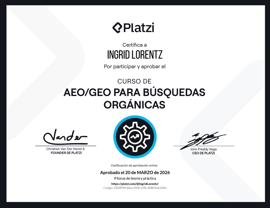 Diploma del Curso de AEO/GEO para Búsquedas Orgánicas