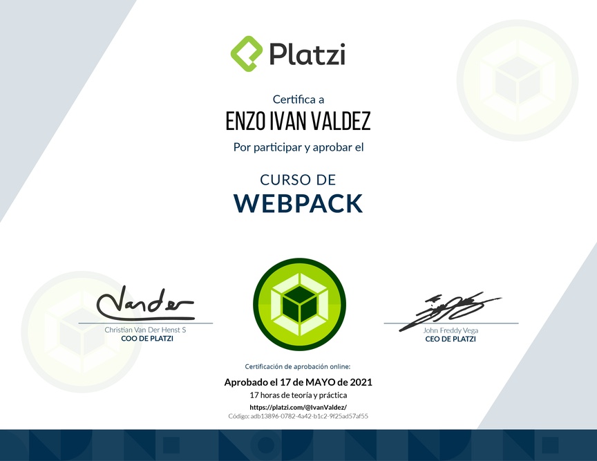 Diploma del Curso de Webpack