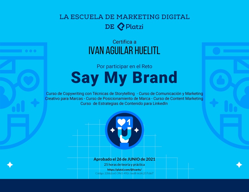 Diploma de Reto de Marca Personal