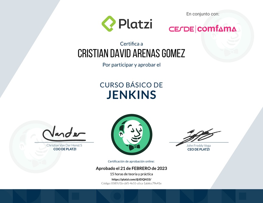Diploma del Curso Básico de Jenkins