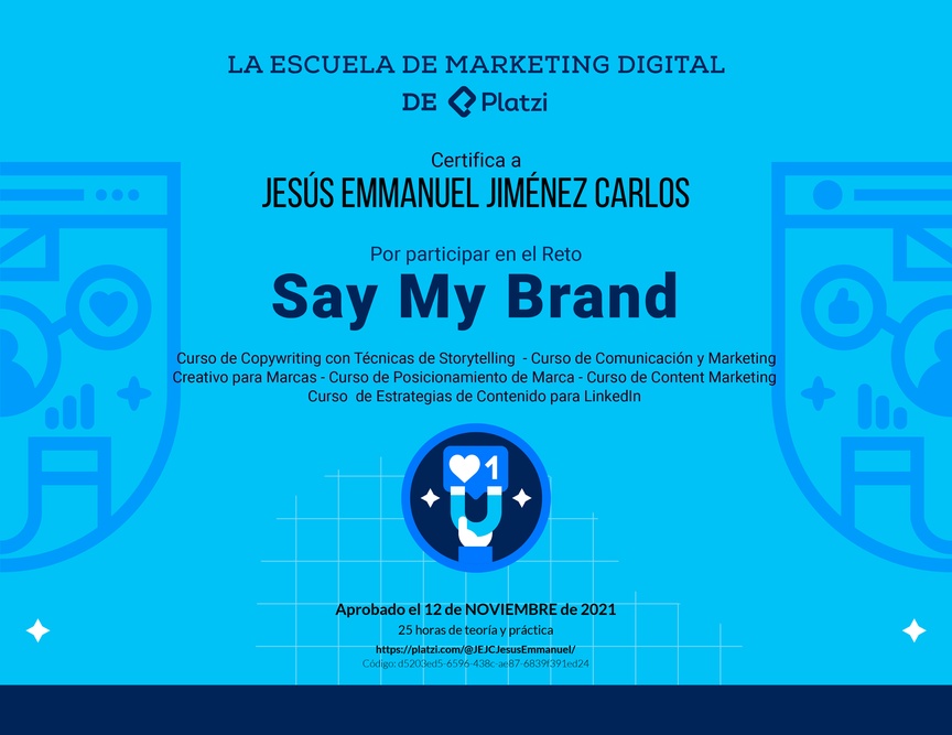 Diploma de Reto de Marca Personal
