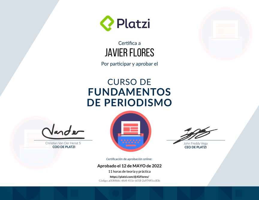 Diploma del Curso de Introducción al Periodismo