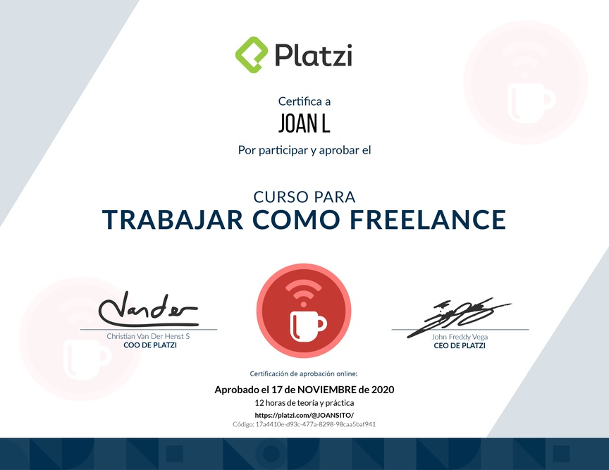 Diploma del Curso para Trabajar como Freelance