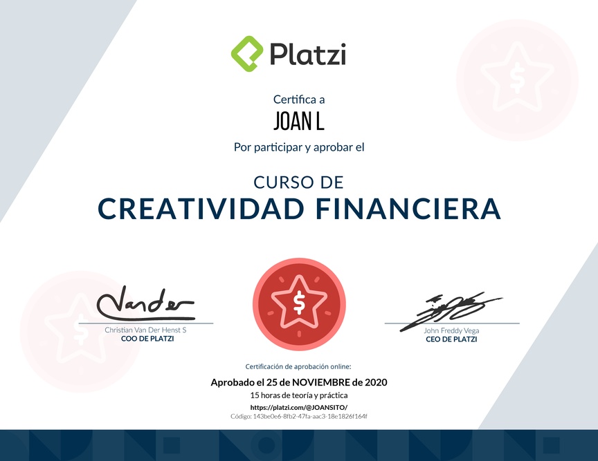 Diploma del Curso para Generar Ingresos adicionales y diversificar tus finanzas