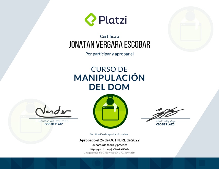 Diploma del Curso de Manipulación del DOM