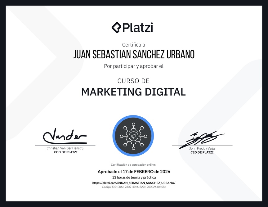 Diploma del Curso de Marketing Digital
