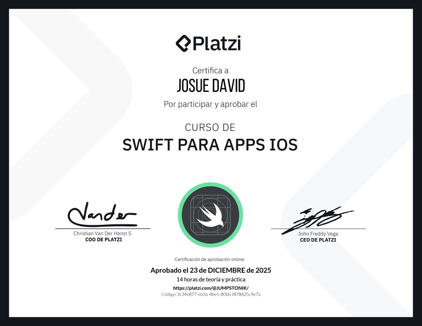 Diploma del Curso de Swift para Apps iOS