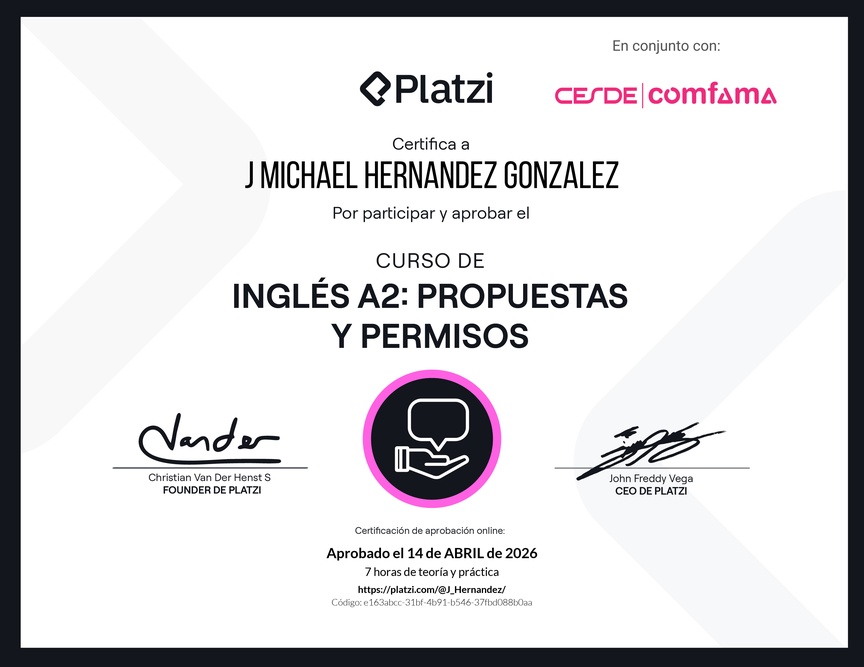 Diploma del Curso de Inglés Básico A2: Propuestas y Permisos