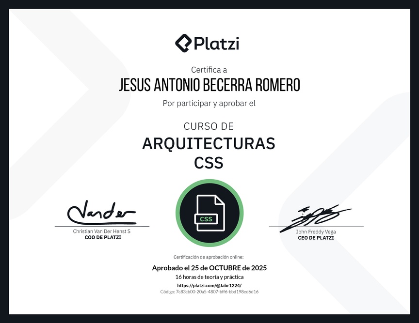 Diploma del Curso de Arquitecturas CSS