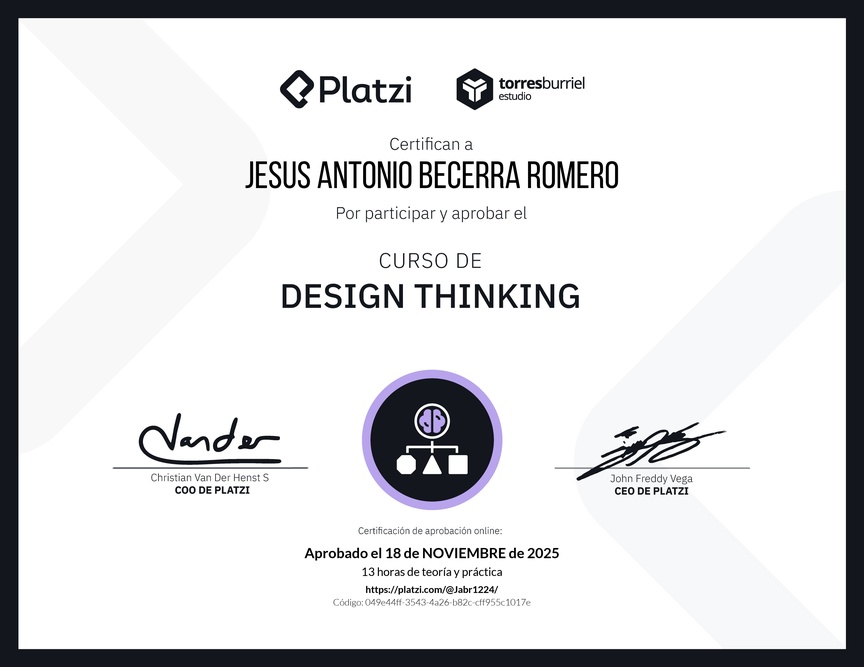 Diploma del Curso de Design Thinking