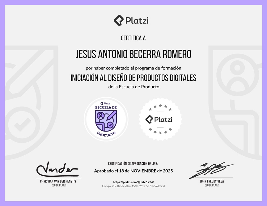Diploma de la Ruta de Aprendizaje de Iniciación al Diseño de Productos Digitales