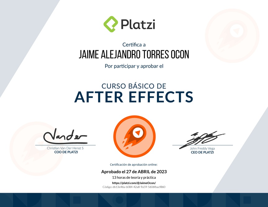 Diploma del Curso Básico de After Effects