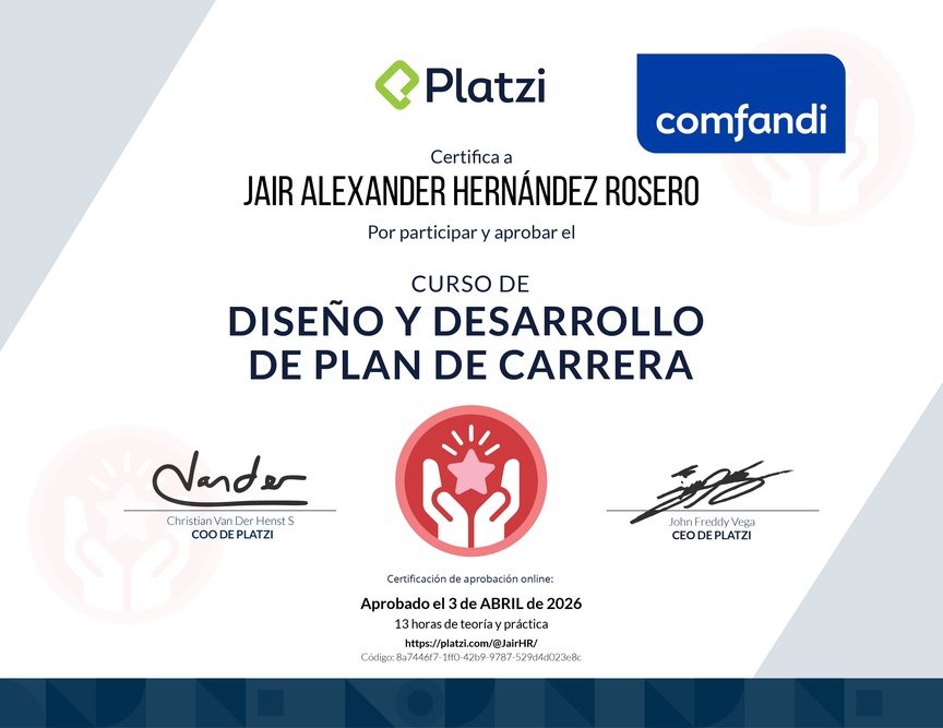 Diploma del Curso de Diseño y Desarrollo de Plan de Carrera