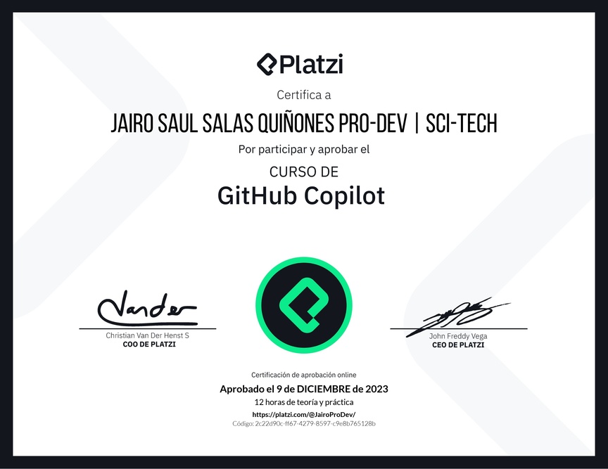 Diploma del Curso de GitHub Copilot