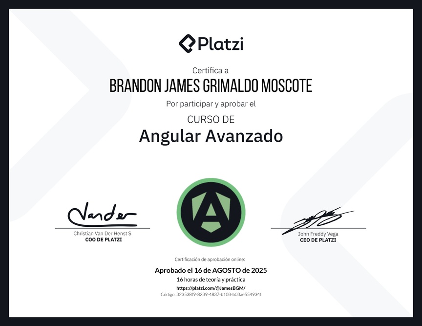 Diploma del Curso de Angular Avanzado
