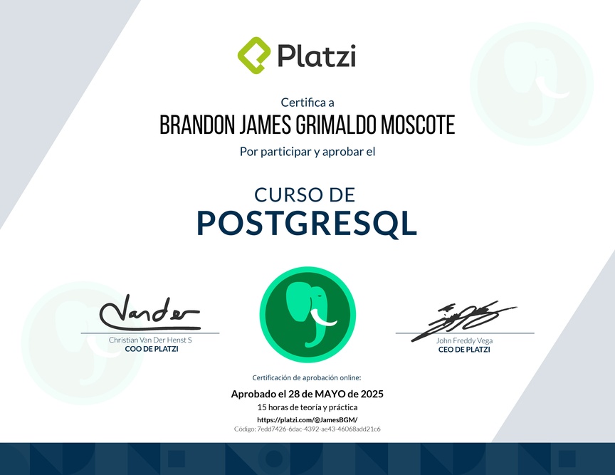 Diploma del Curso de PostgreSQL