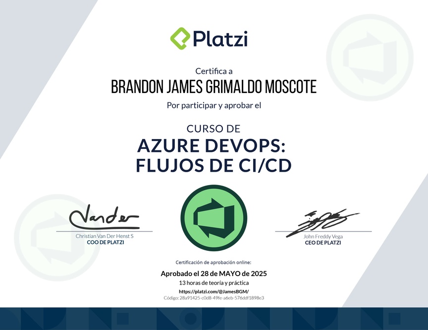 Diploma del Curso de Azure DevOps: Flujos de CI/CD