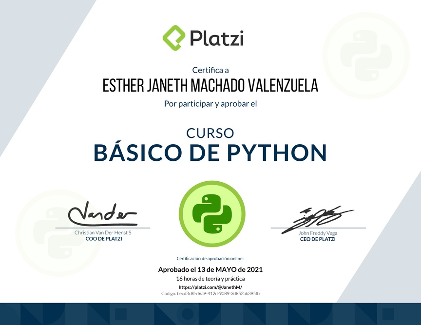 Diploma del Curso Básico de Python