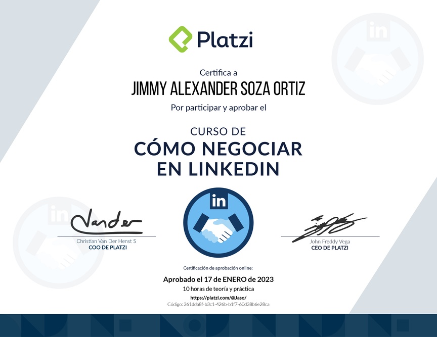 Diploma del Curso de Cómo Negociar en LinkedIn