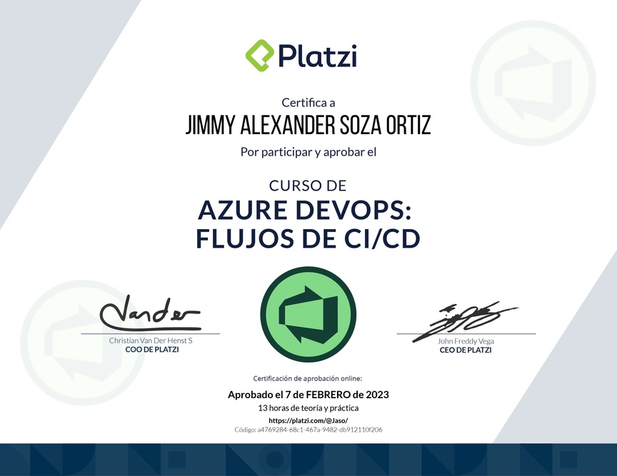 Diploma del Curso de Azure DevOps: Flujos de CI/CD