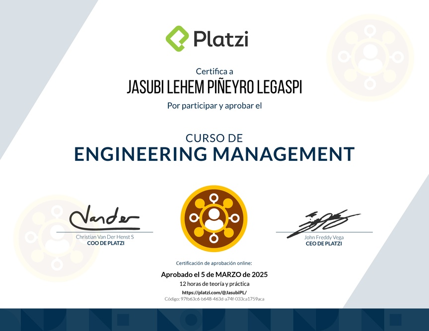 Diploma del Curso de Engineering Management