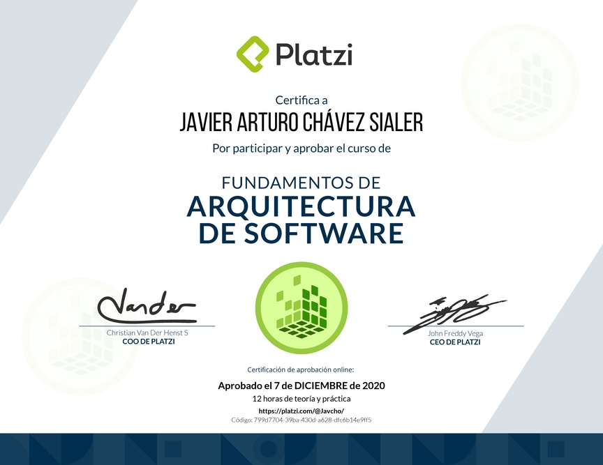 Diploma de Fundamentos de Arquitectura de Software (2018)