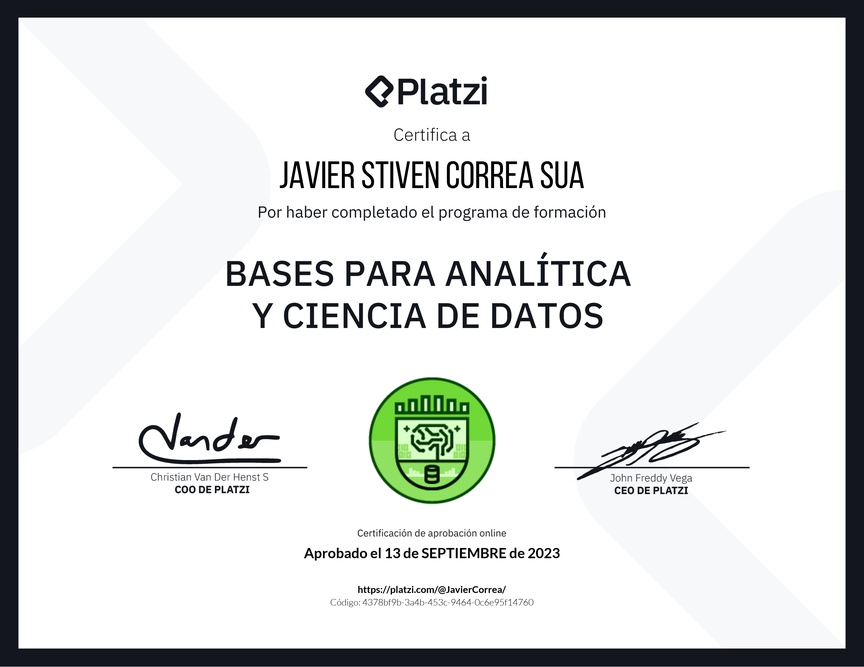 Diploma de la Ruta de Aprendizaje de Bases para Analítica y Ciencia de Datos