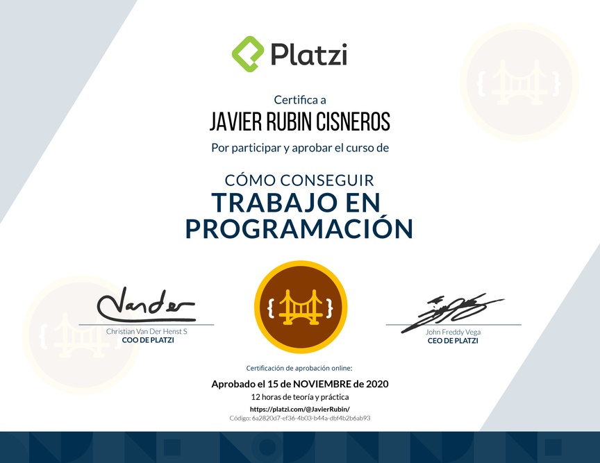 Diploma de Cómo Conseguir Trabajo en Programación