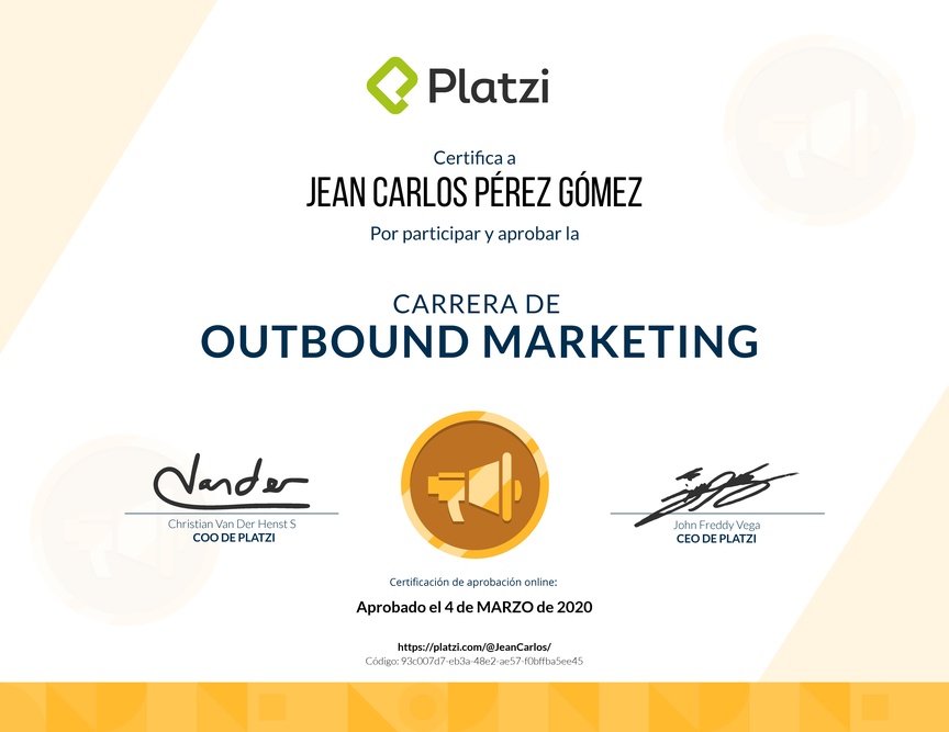 Diploma de la Ruta de Aprendizaje de Outbound Marketing