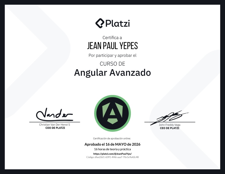 Diploma del Curso de Angular Avanzado