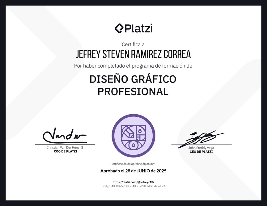 Diploma de la Ruta de Aprendizaje de Diseño Gráfico Profesional