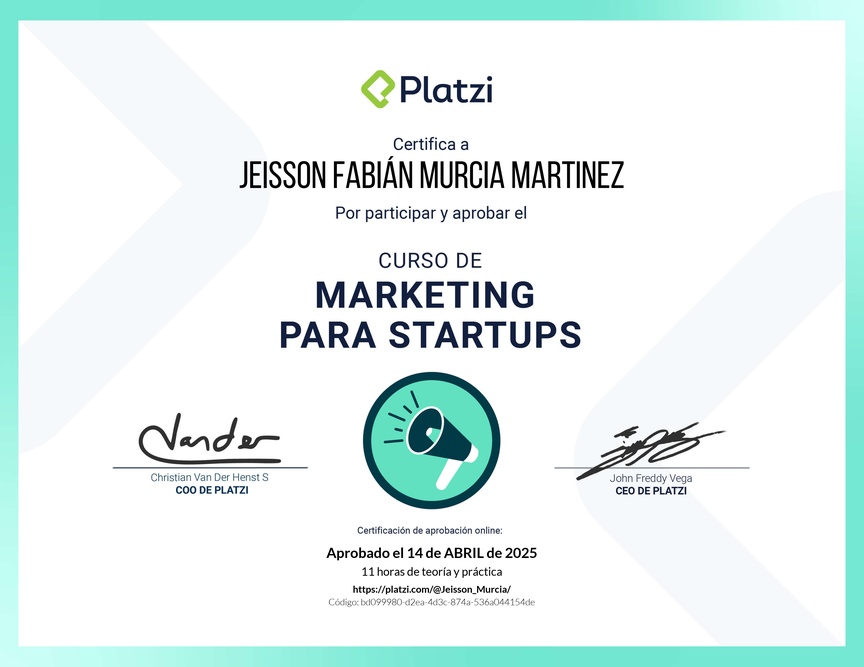 Diploma del Curso de Marketing para Startups