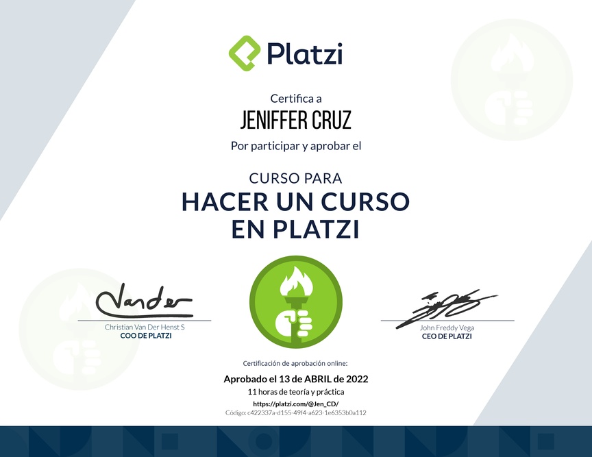 Diploma del Curso para Crear un Curso en Platzi (2021)