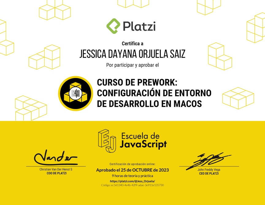 Diploma del Curso de Configuración de Entorno de Desarrollo en macOS