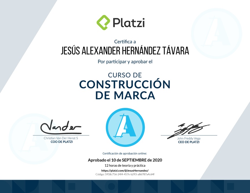 Diploma del Curso de Construcción de Marca