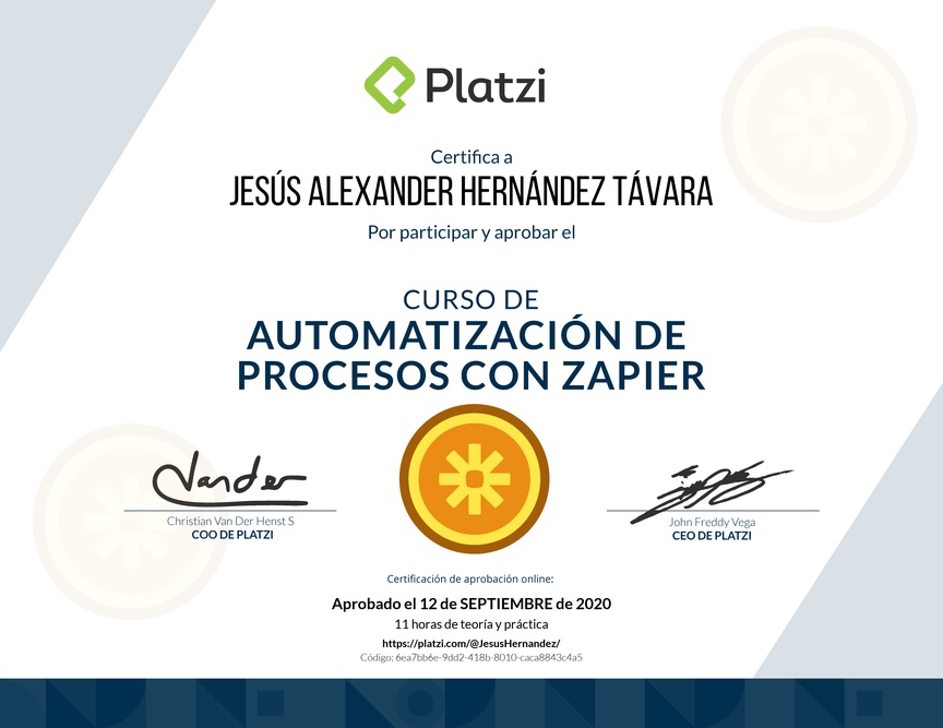 Diploma del Curso de Zapier