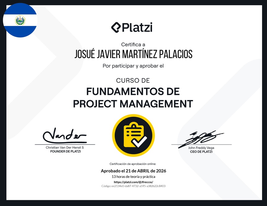 Diploma del Curso de Fundamentos de Project Management