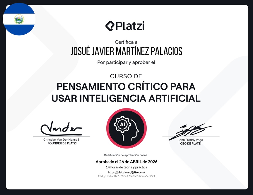 Diploma del Curso de Pensamiento Crítico para usar Inteligencia Artificial
