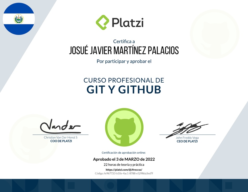 Diploma del Curso Profesional de Git y GitHub