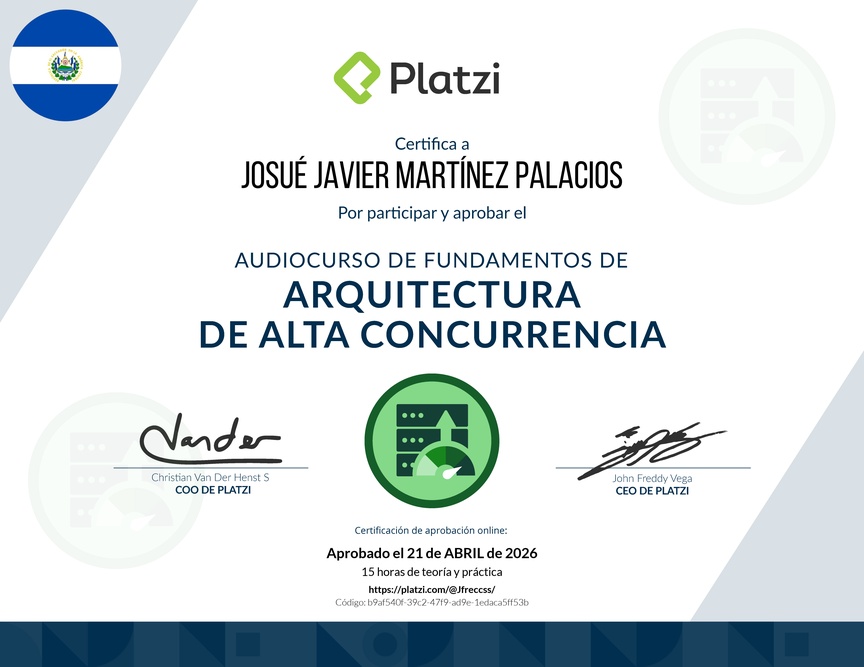 Diploma de Audiocurso de Fundamentos de Arquitectura de Alta Concurrencia