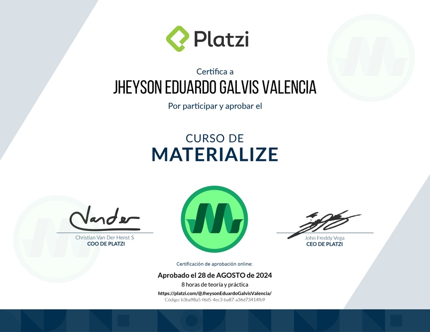 Diploma del Curso de Materialize