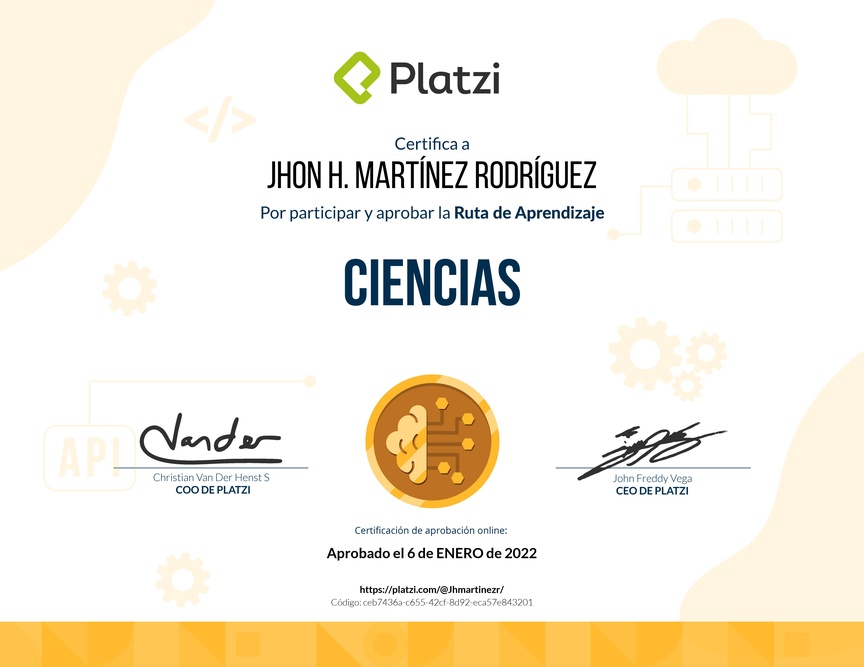 Diploma de la Ruta de Aprendizaje de Ciencias