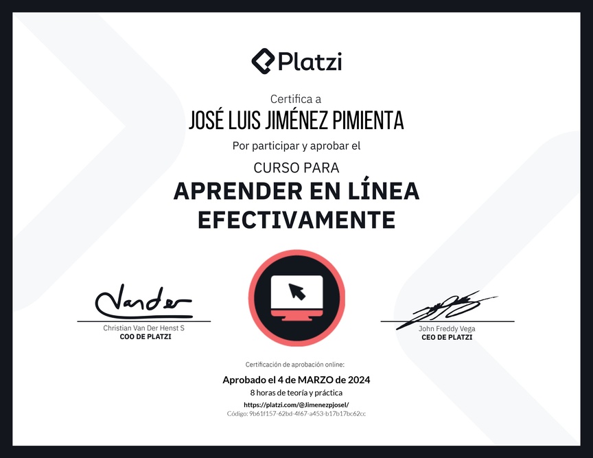 Diploma del Curso para Aprender en Línea Efectivamente