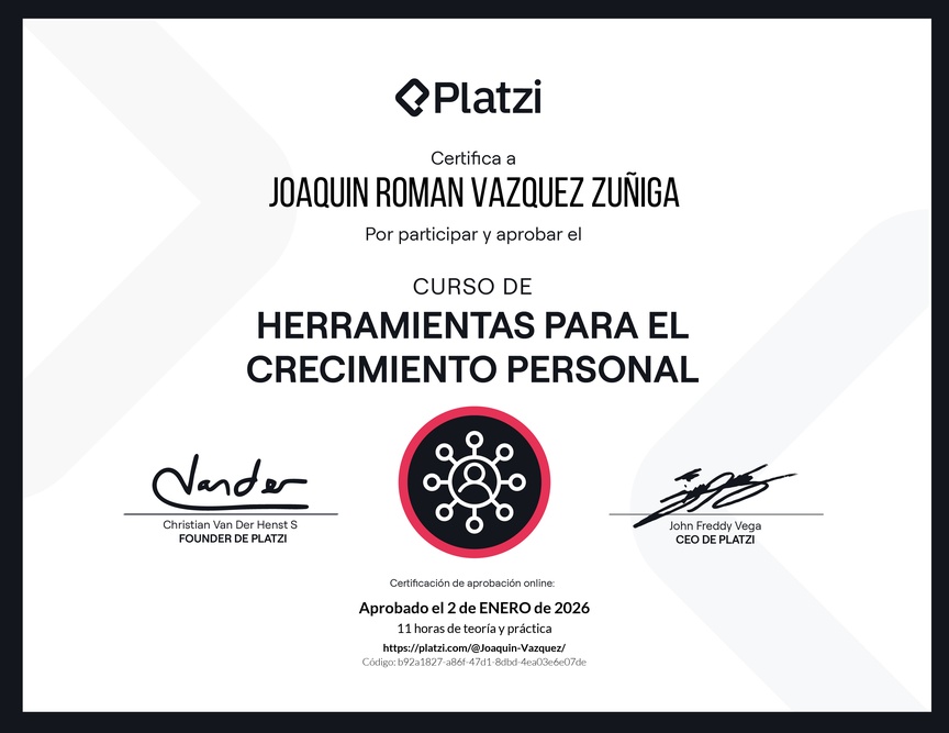 Diploma del Curso de Herramientas para el Crecimiento Personal