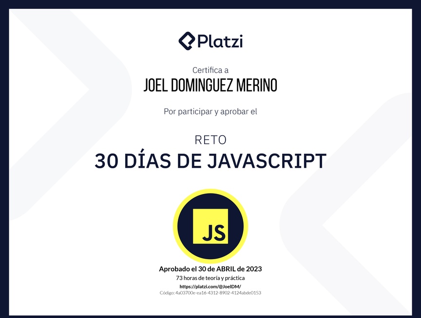 Diploma de 30 días de JavaScript