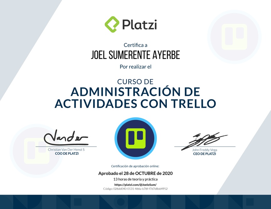 Diploma del Curso de Trello