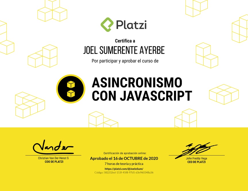 Diploma del Curso de Asincronismo con JavaScript 2019